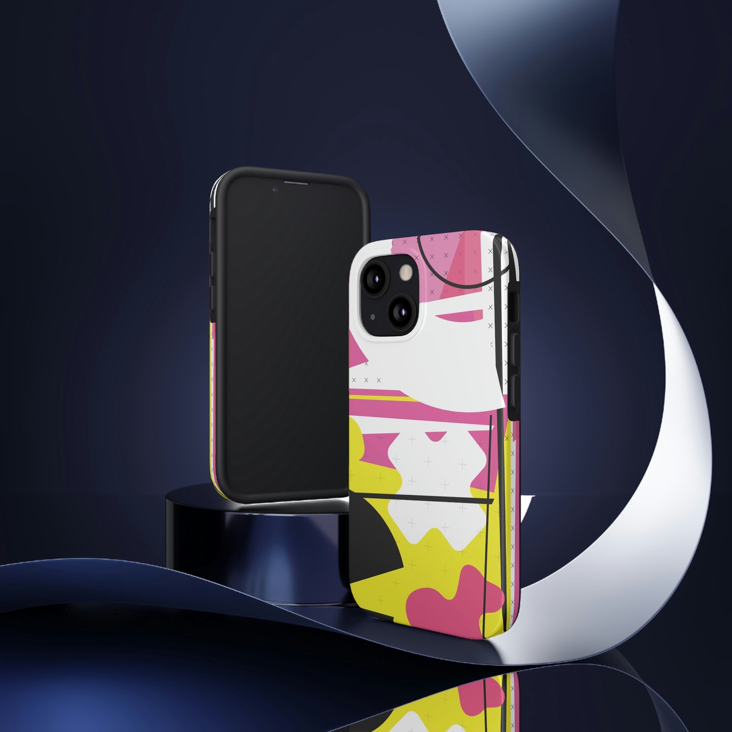 Tough Phone Cases, Case-Mate -80s Retro Abstract Graphic Art - Pink Yellow Black -