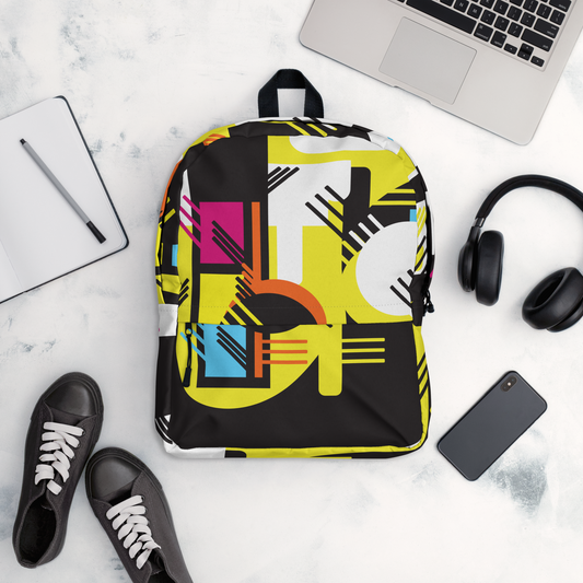 Retro 1980s Geometric Abstract Design Backpack
