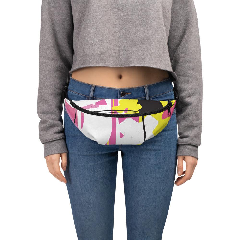 1980s Retro Abstract Graphic - Pink Yellow Black - Fanny Pack