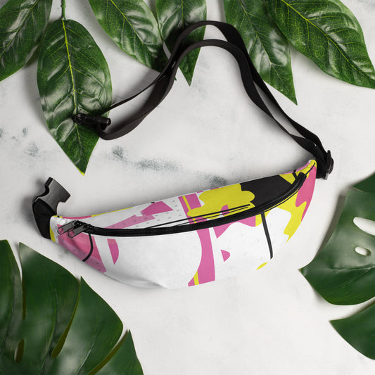 1980s Retro Abstract Graphic - Pink Yellow Black - Fanny Pack