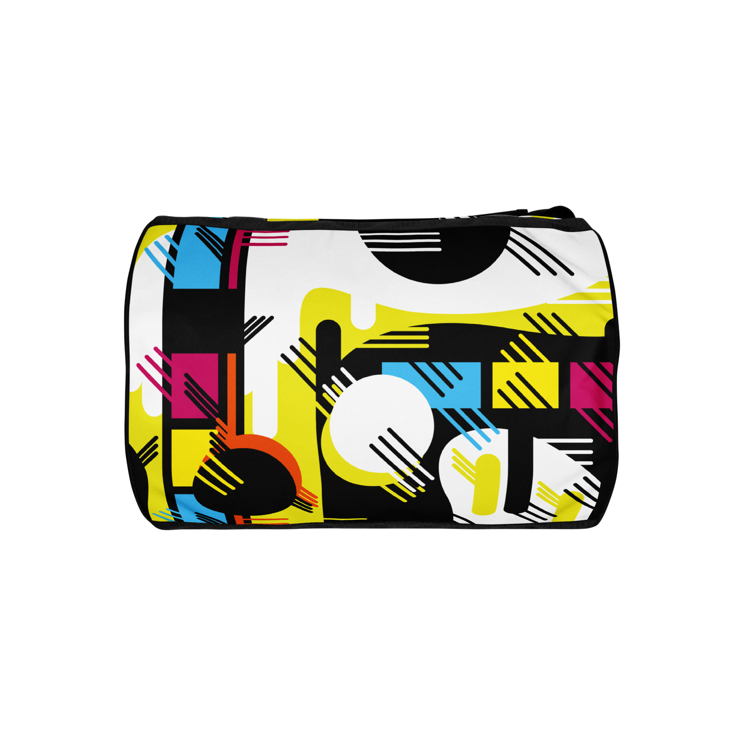 Retro 1980s Geometric Abstract All-Over Printed Gym Travel Duffel Bag