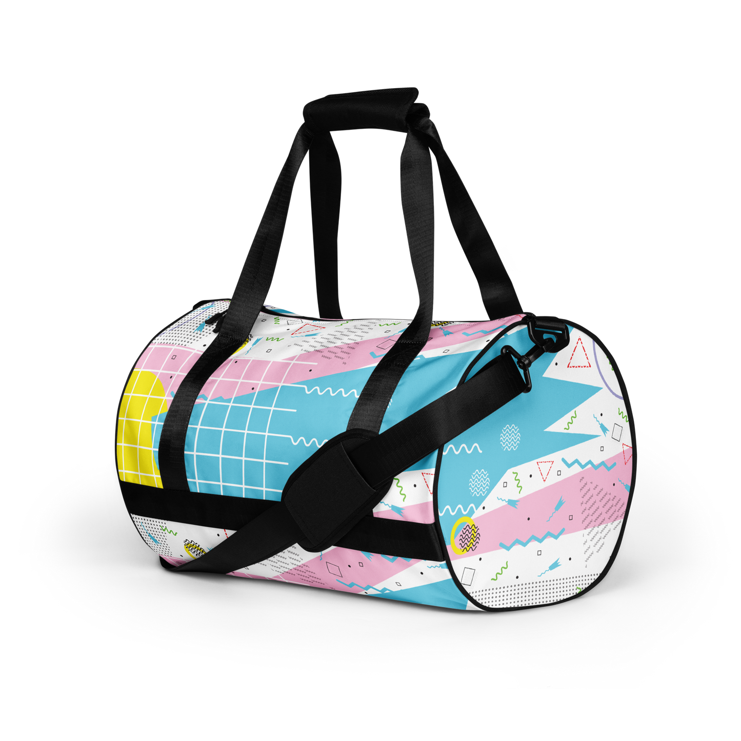 1980s Retro Abstract Graphic Design - Gridded - All-Over Printed Duffel Bag