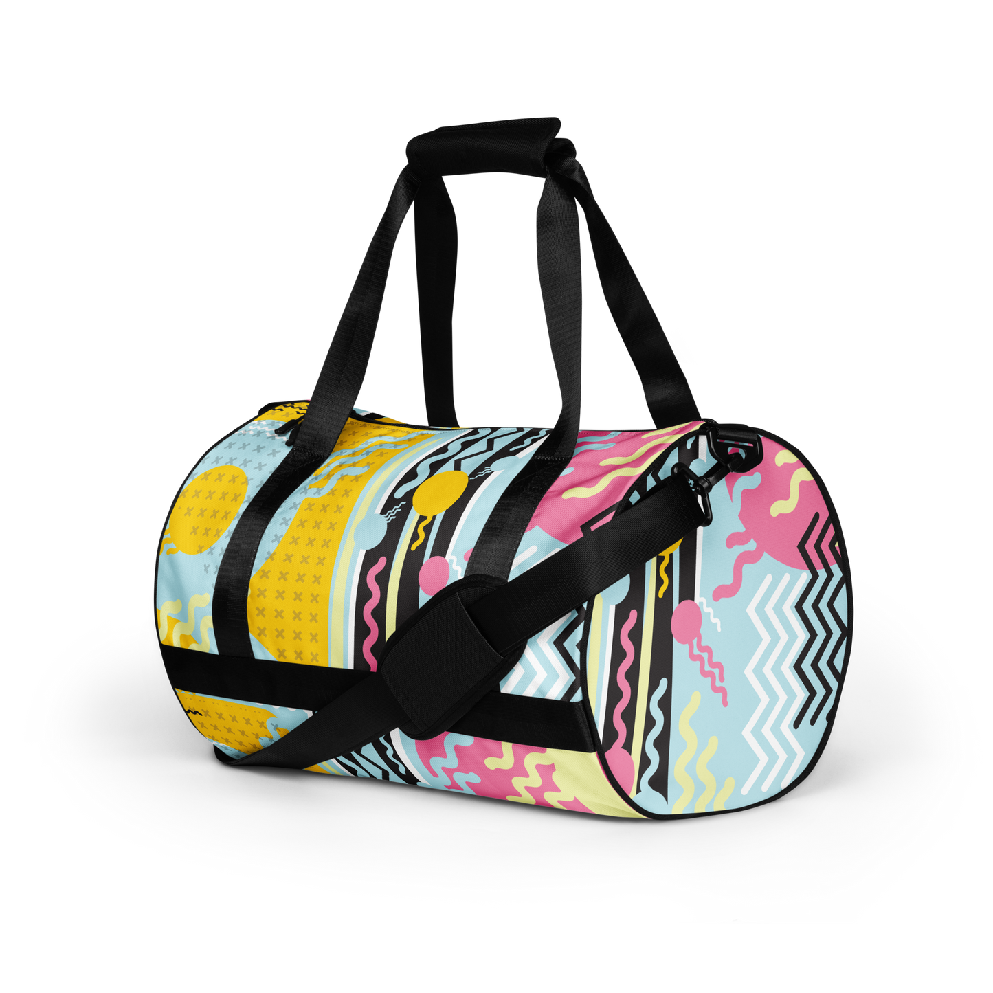 1980s Retro Abstract Graphic Art - Tadpole - All-Over Printed Duffel Bag