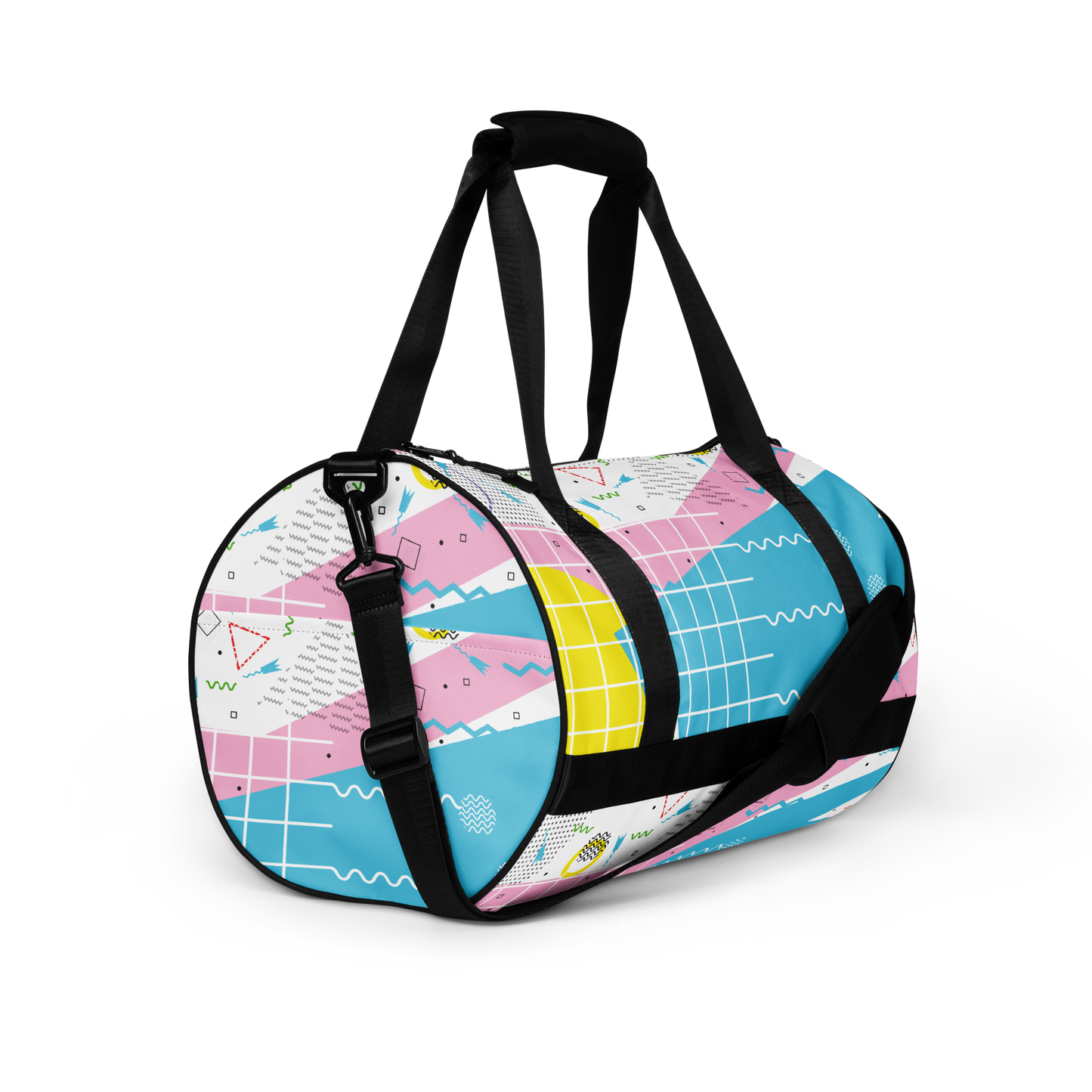 1980s Retro Abstract Graphic Design - Gridded - All-Over Printed Duffel Bag