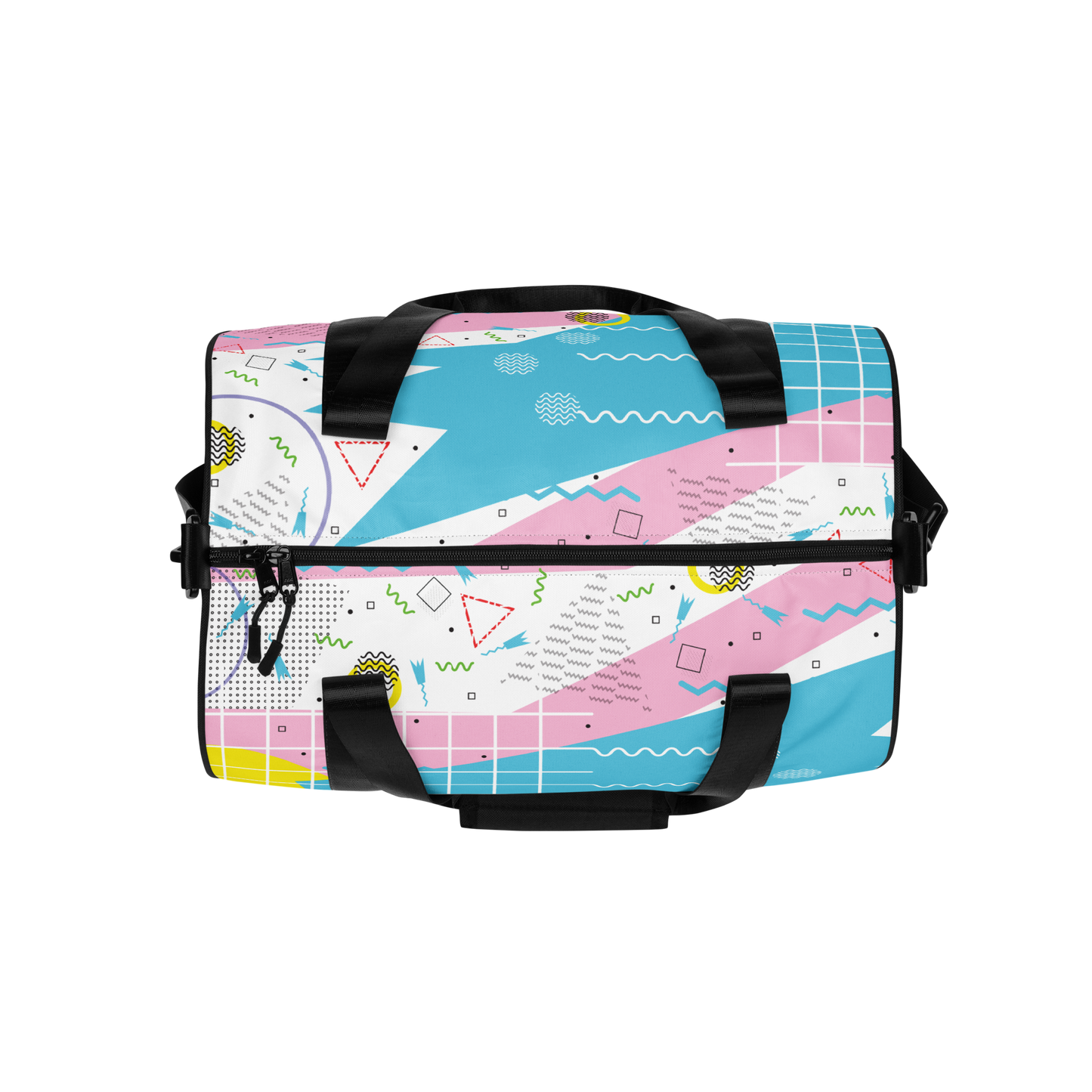 1980s Retro Abstract Graphic Design - Gridded - All-Over Printed Duffel Bag