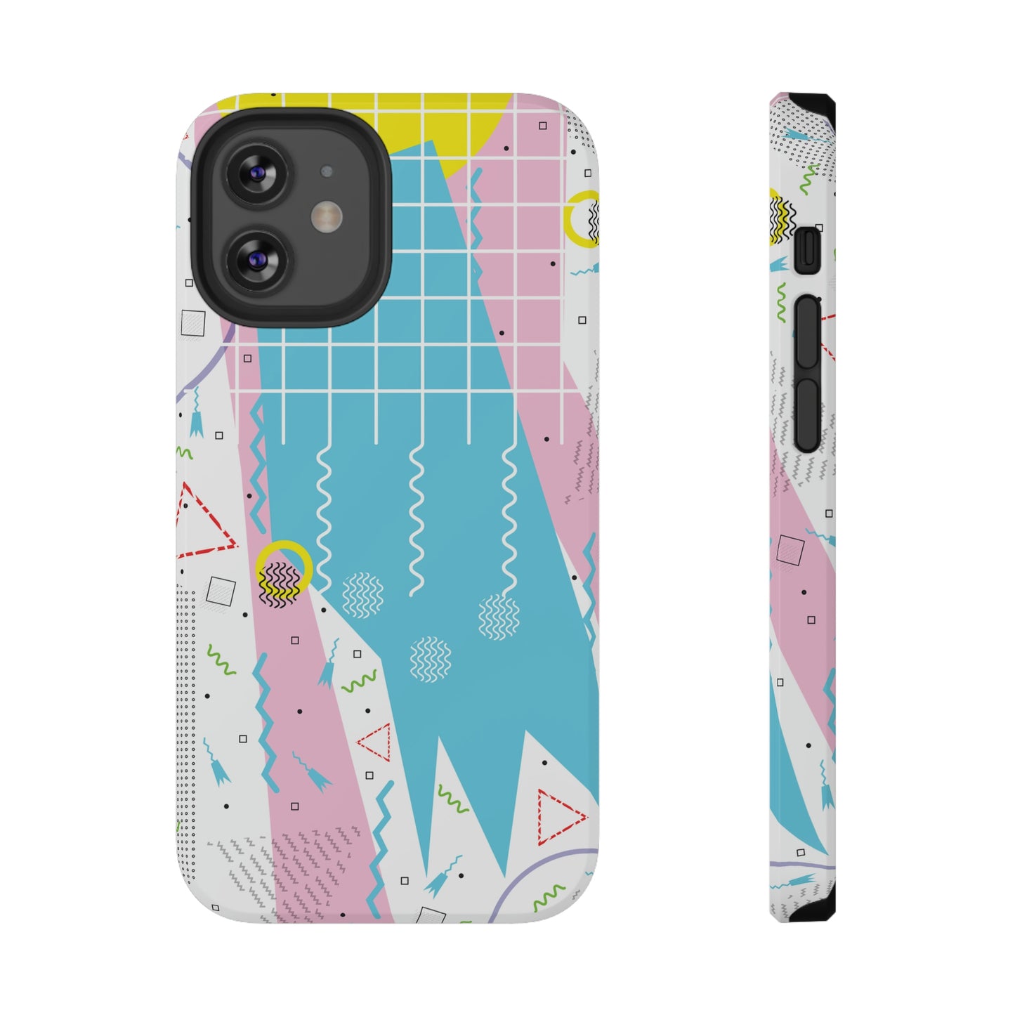 Impact-Resistant Cases - 1980s Retro Abstract Graphic Art - Gridded Pink Blue -