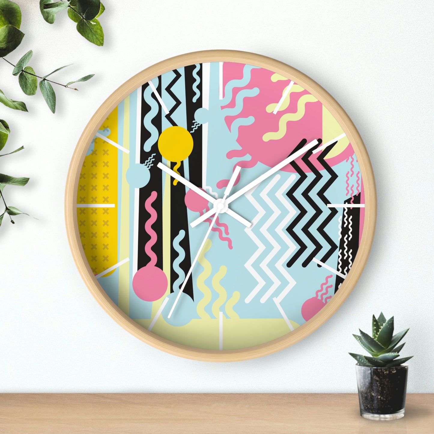 1980s Retro Abstract Design - Pastels - Wall Clock