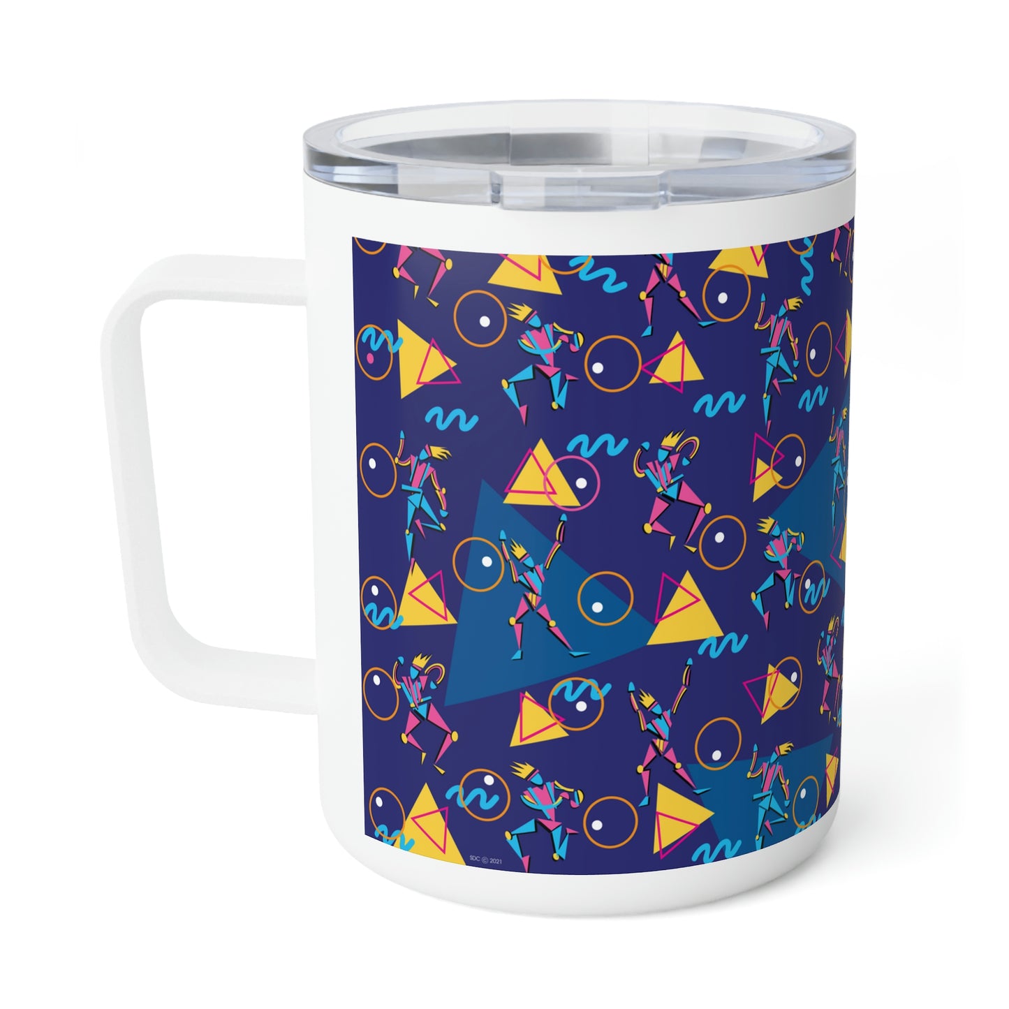 Retro Dancers and Triangles Insulated Coffee Mug - 10oz