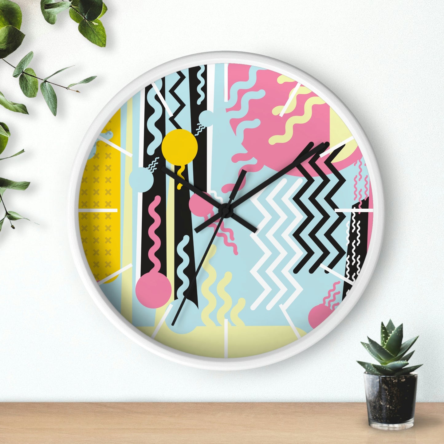 1980s Retro Abstract Design - Pastels - Wall Clock