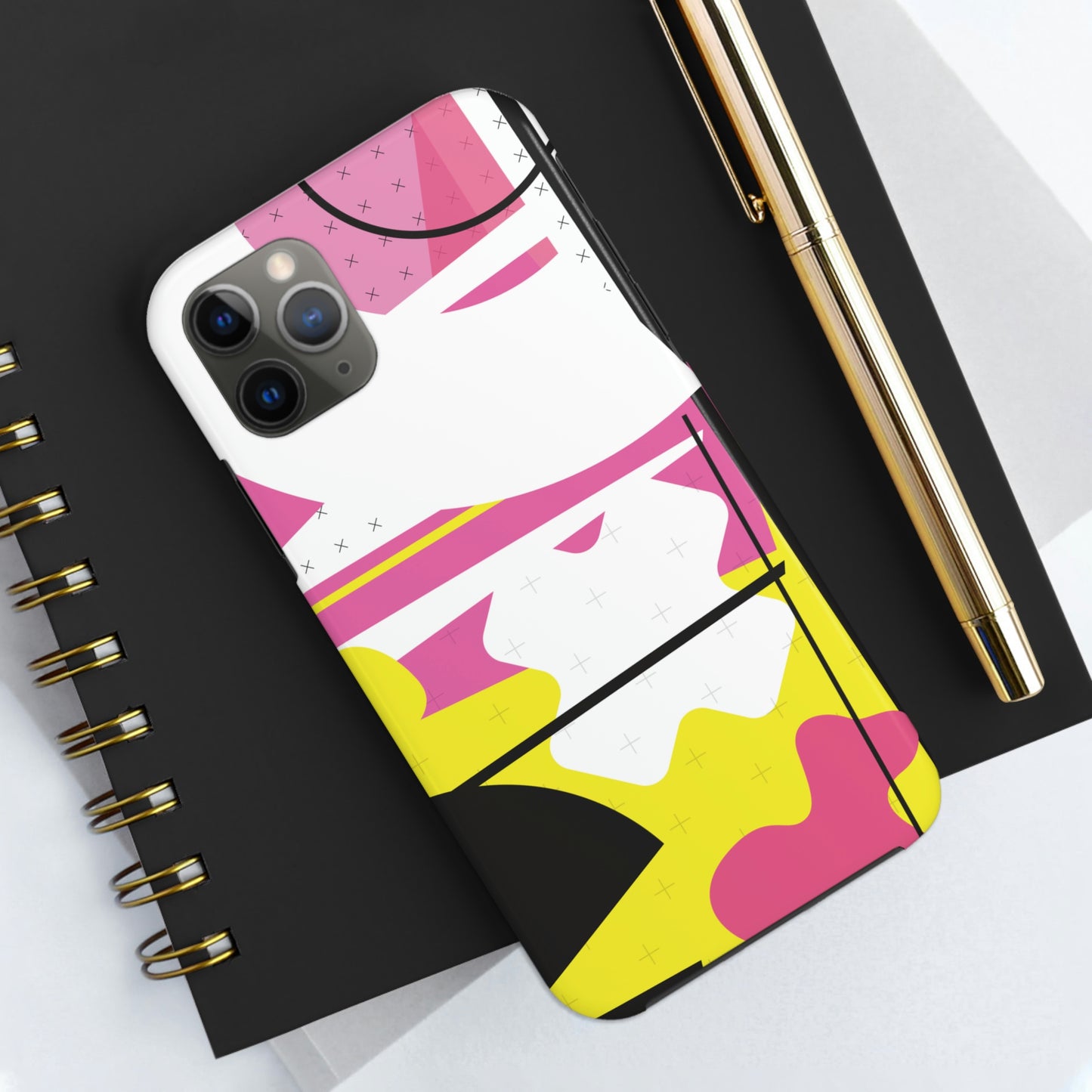 Tough Phone Cases, Case-Mate -80s Retro Abstract Graphic Art - Pink Yellow Black -