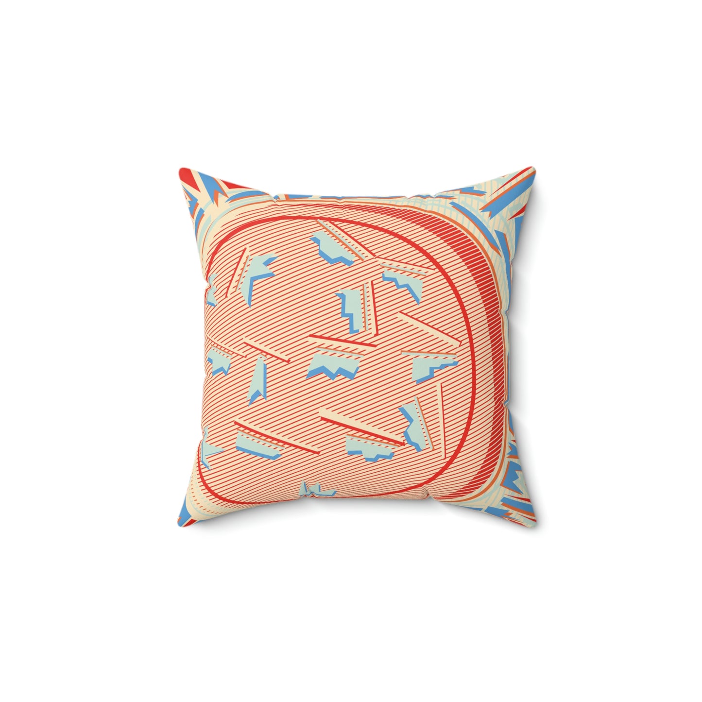 Spun Polyester Square Pillow  - 1980 Retro Abstract Graphic Art  -  Cereal Bowl -