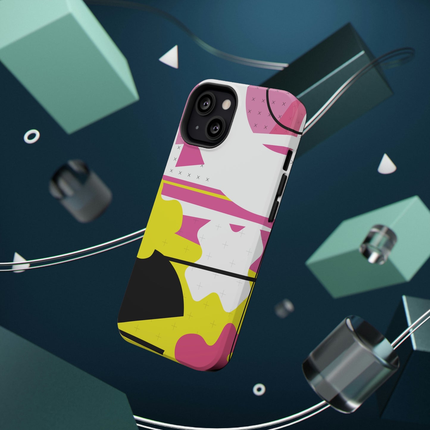 Impact-Resistant Cases - 1980s Retro Abstract Graphic Art - Pink Yellow Black -