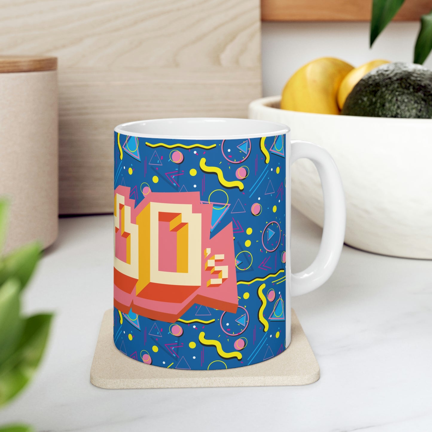 Ceramic Mug 11oz 1980 Retro Graphic Abstract Design - I Love the 1980s -