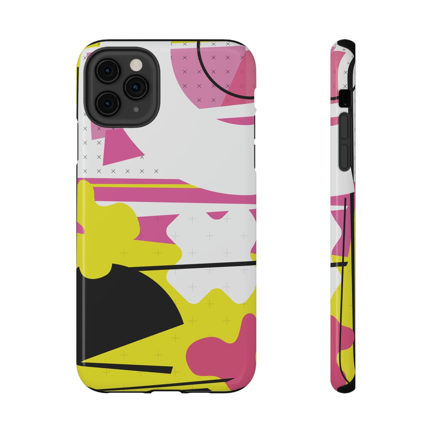 Impact-Resistant Cases - 1980s Retro Abstract Graphic Art - Pink Yellow Black -