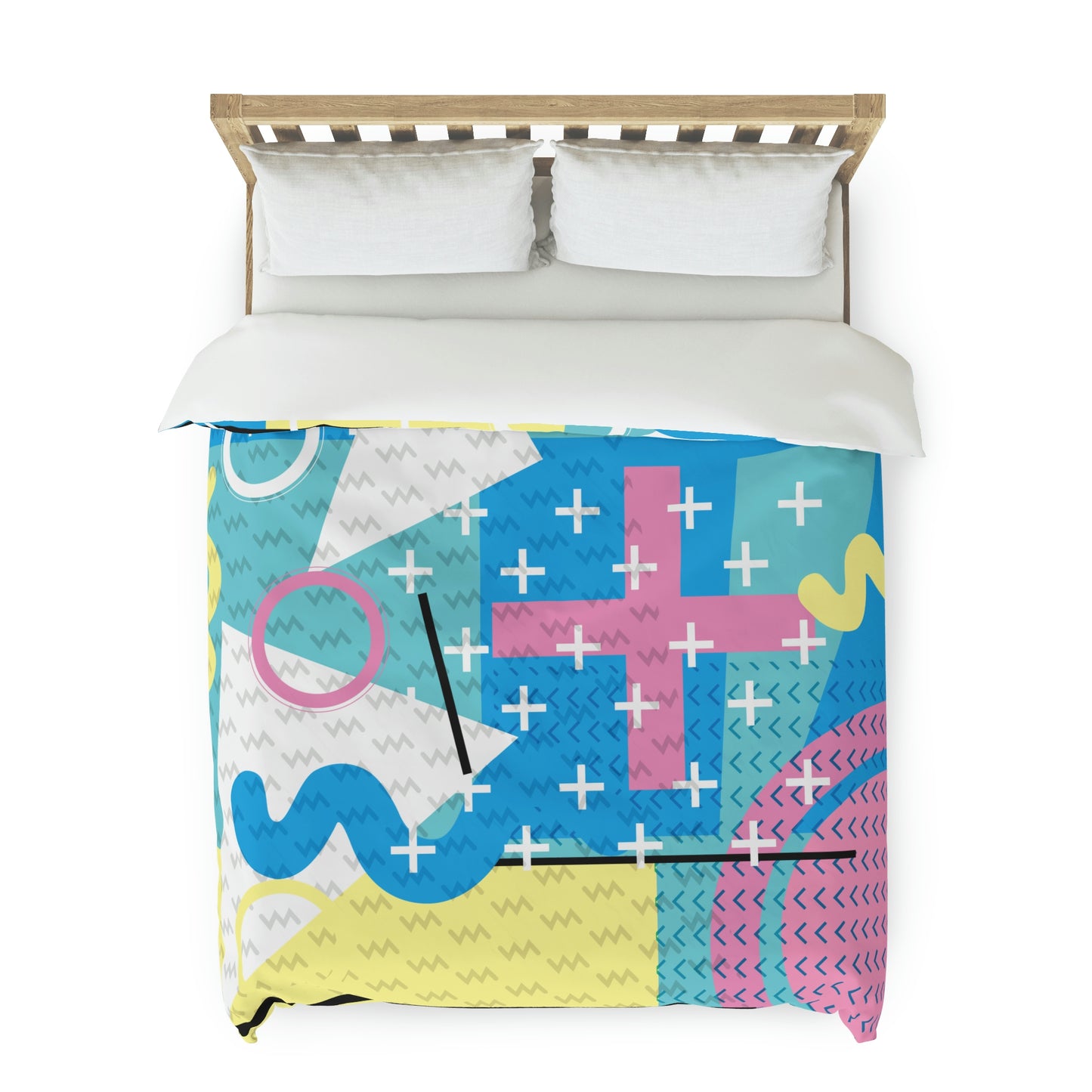 Retro Graphic Art Abstract  - Pink Plus Teal - Duvet Cover