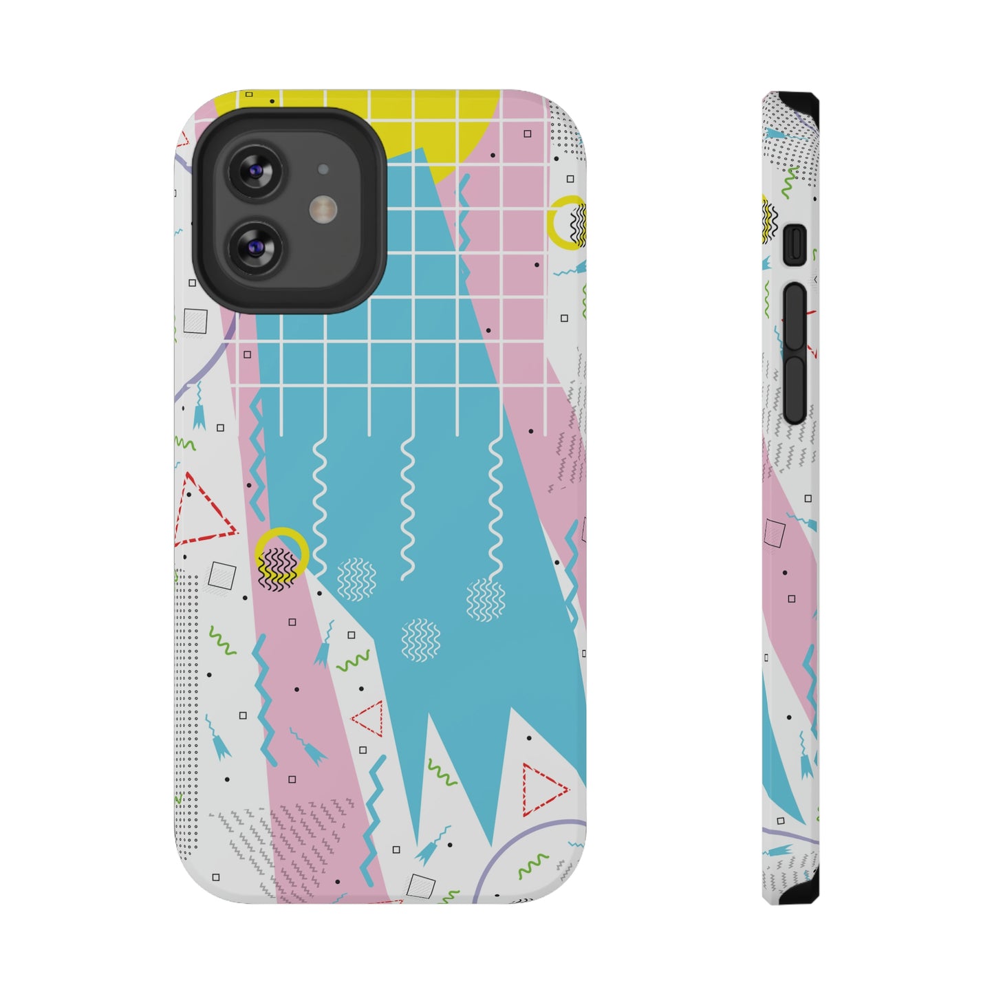 Impact-Resistant Cases - 1980s Retro Abstract Graphic Art - Gridded Pink Blue -