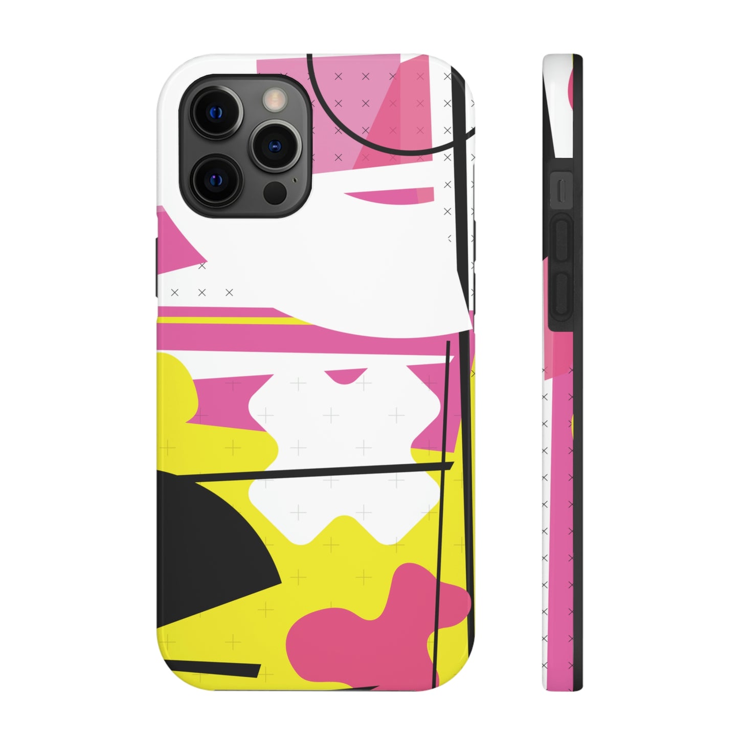 Tough Phone Cases, Case-Mate -80s Retro Abstract Graphic Art - Pink Yellow Black -