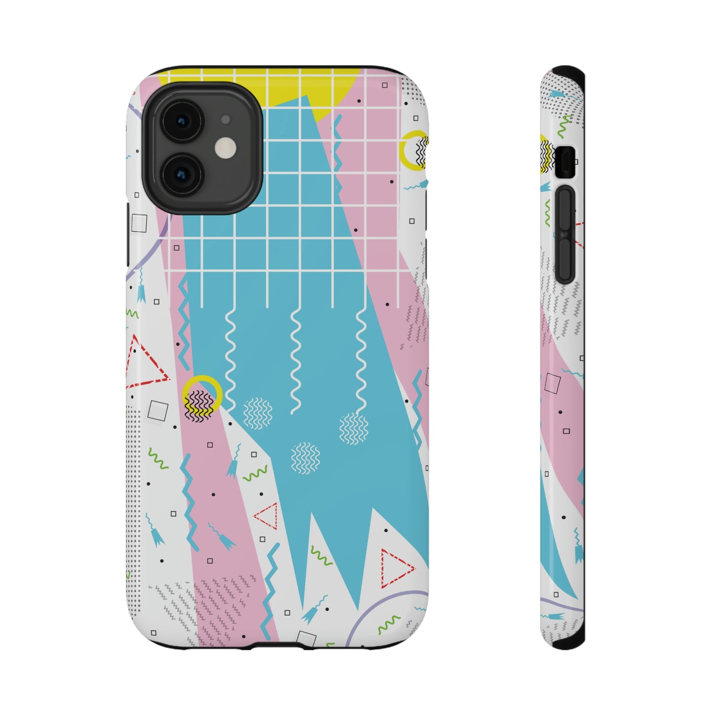 Impact-Resistant Cases - 1980s Retro Abstract Graphic Art - Gridded Pink Blue -