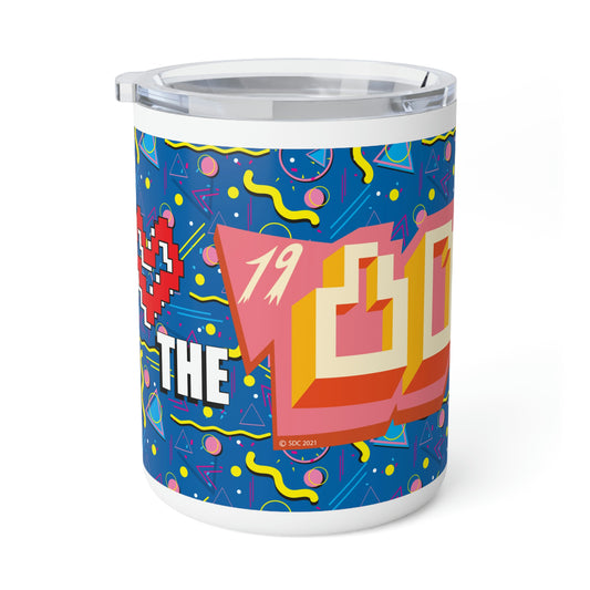 I Heart the 1980s Abstract Graphic Art Muscle Pants Design Insulated Coffee Mug, 10oz