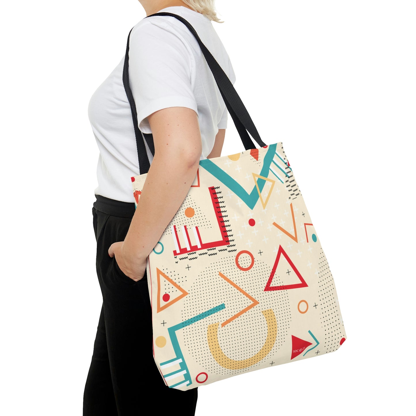 1980s Retro Abstract Graphic Art - Triangles and Circles -  Tote Bag