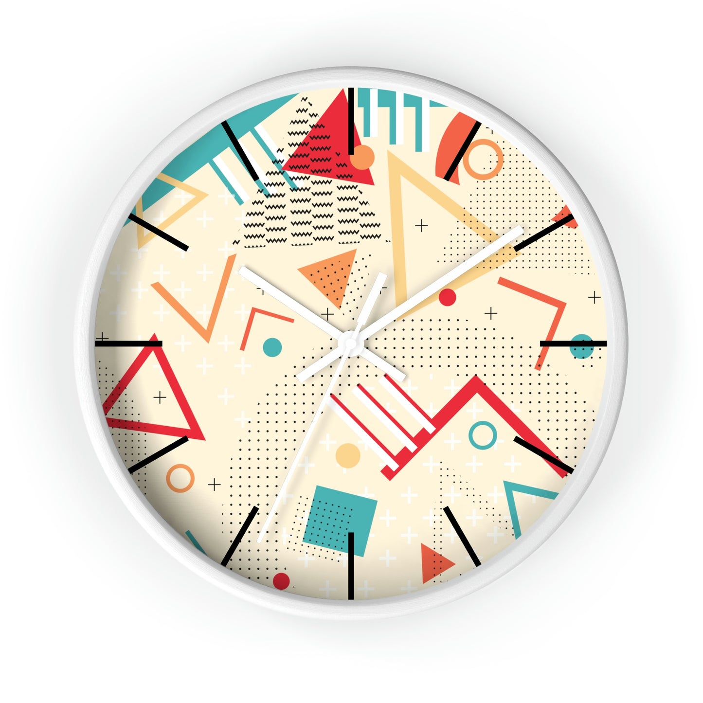 1980s Retro Abstract Design - Triangles and Squares - Wall Clock