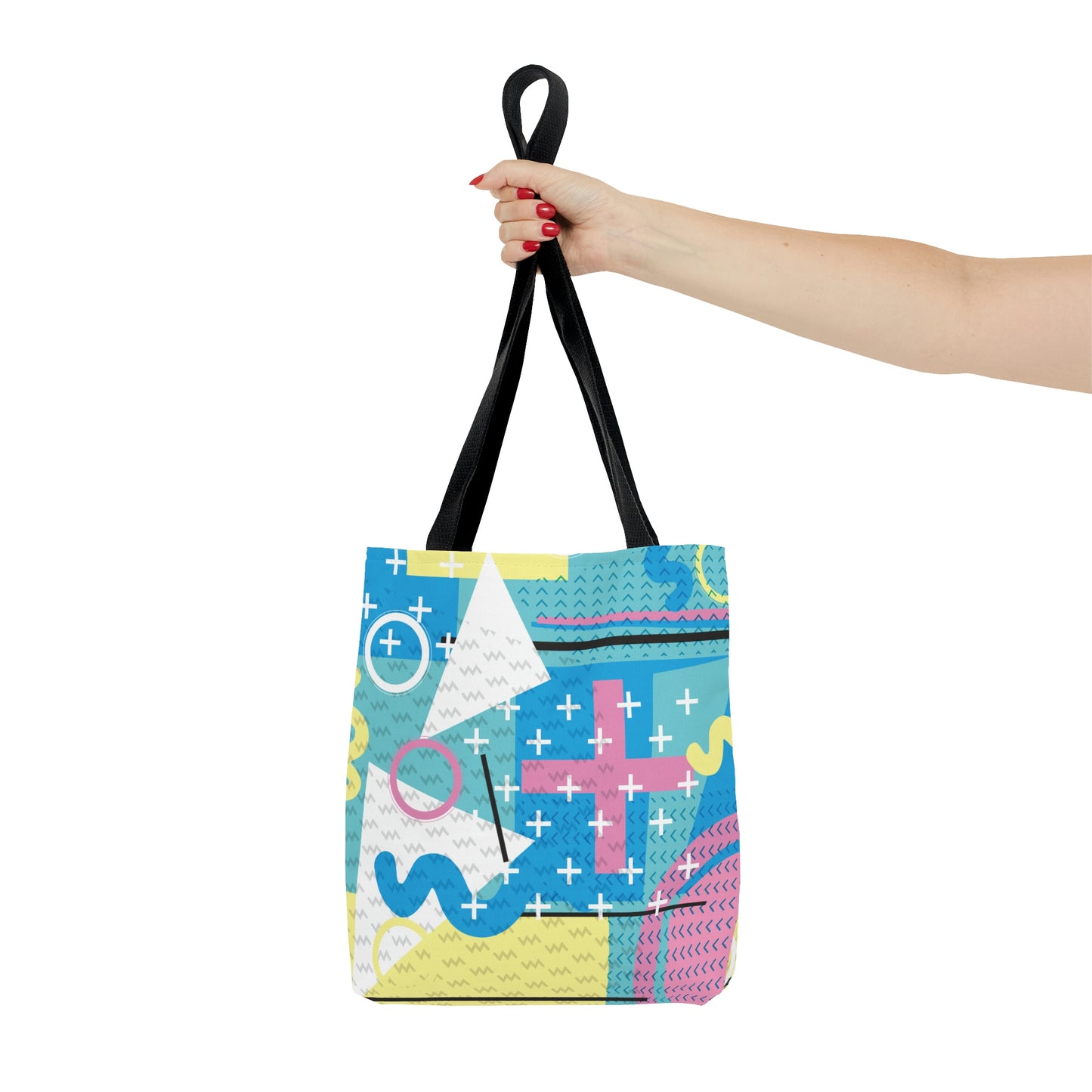 1980s Retro Abstract Graphic Art - Pink Plus Teal -  Tote Bag