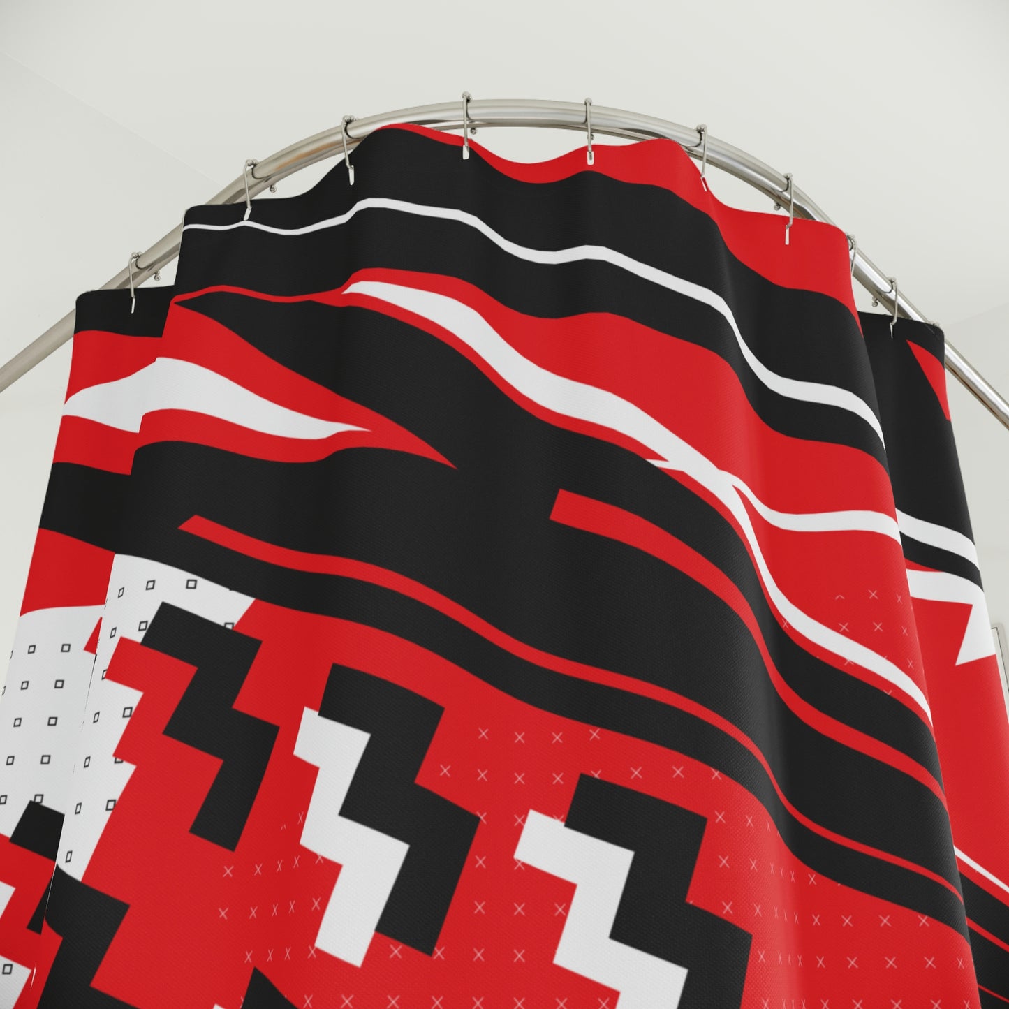 Polyester Shower Curtain Retro 1980s Abstract Geometric Design Attack Formation