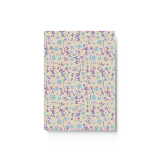 Floral Print Pink and Teal Branches and Flowers Hard Backed Journal