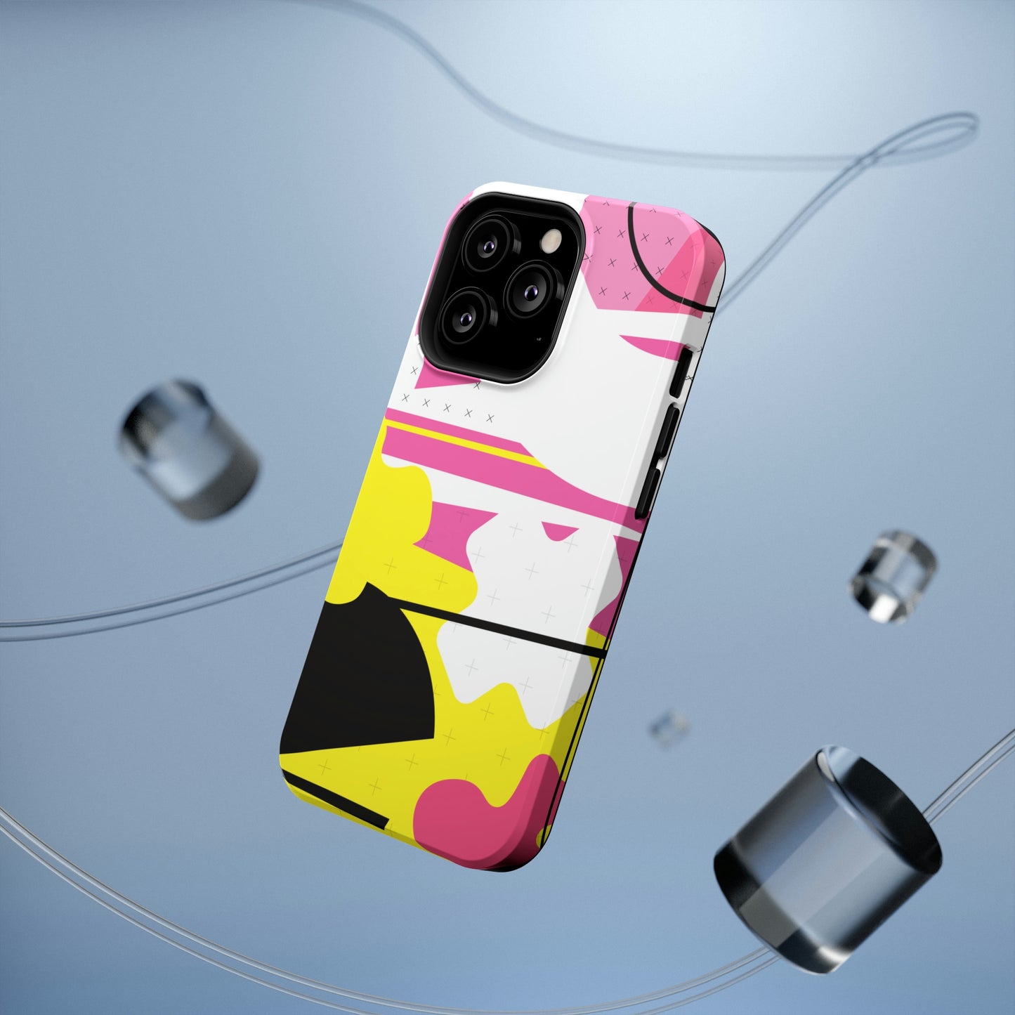 Impact-Resistant Cases - 1980s Retro Abstract Graphic Art - Pink Yellow Black -