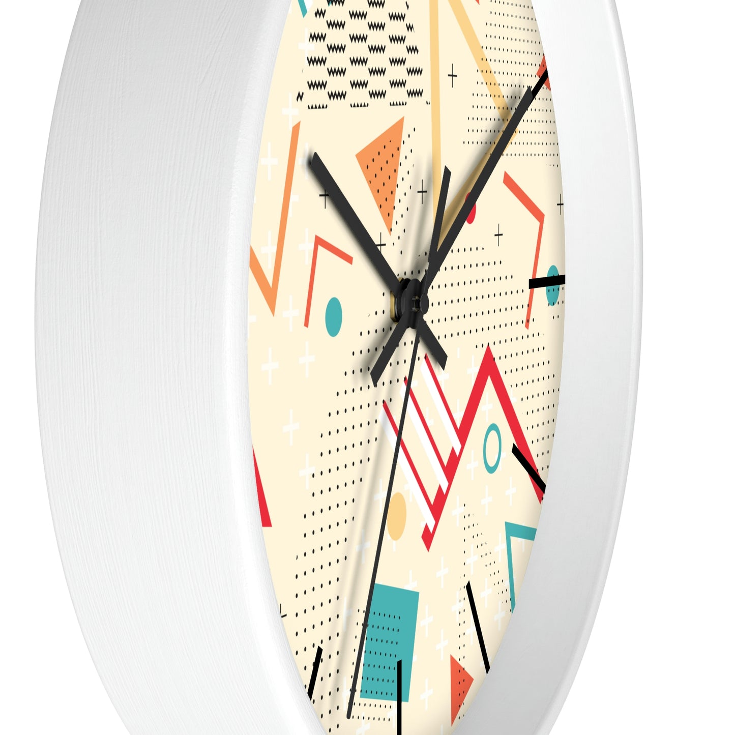 1980s Retro Abstract Design - Triangles and Squares - Wall Clock