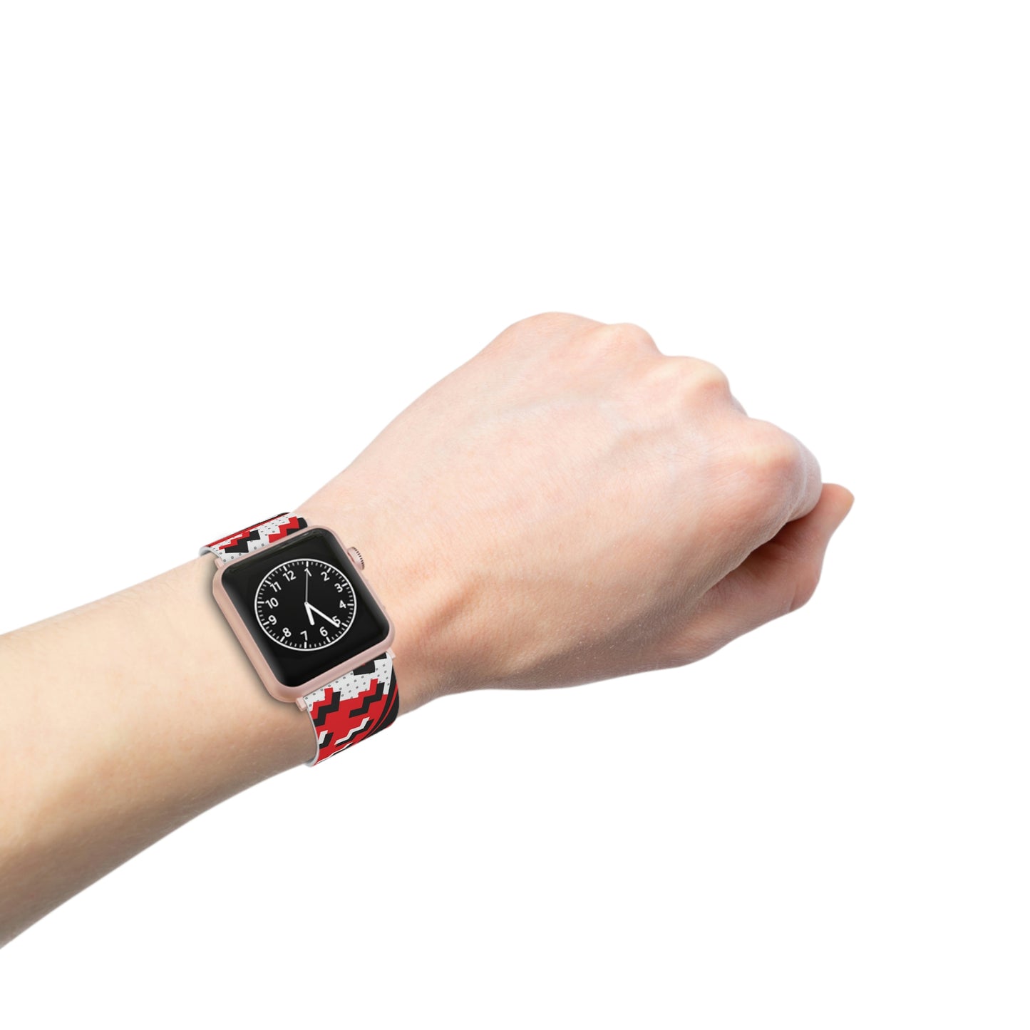 Red Black and White Geometric Watch Band for Apple Watch