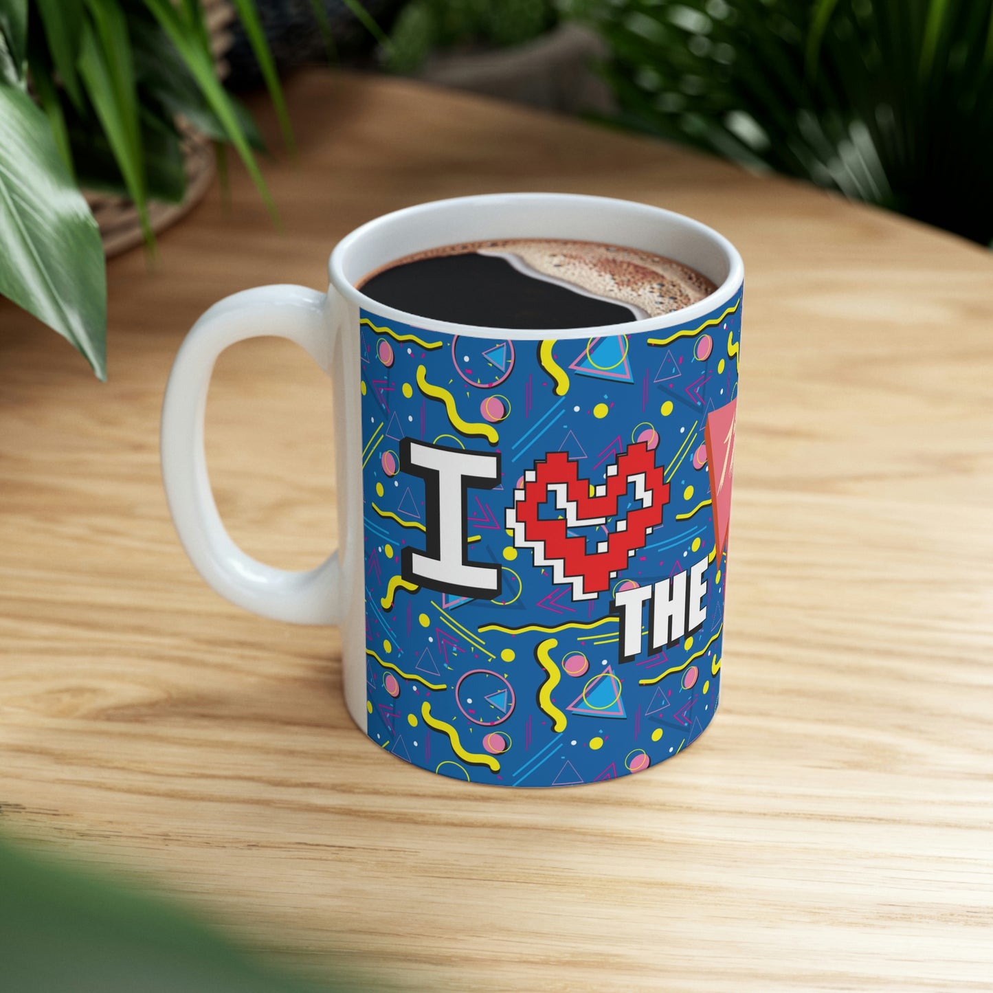 Ceramic Mug 11oz 1980 Retro Graphic Abstract Design - I Love the 1980s -