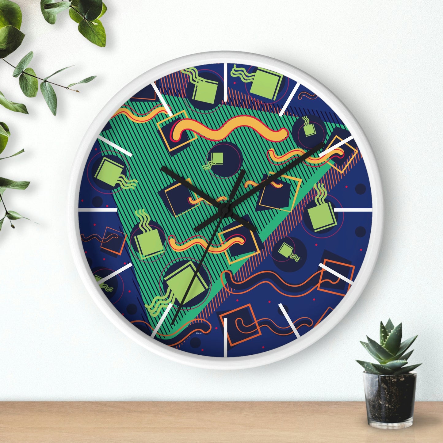 1980s Retro Abstract Design Bermuda Fish and Bait Wall Clock