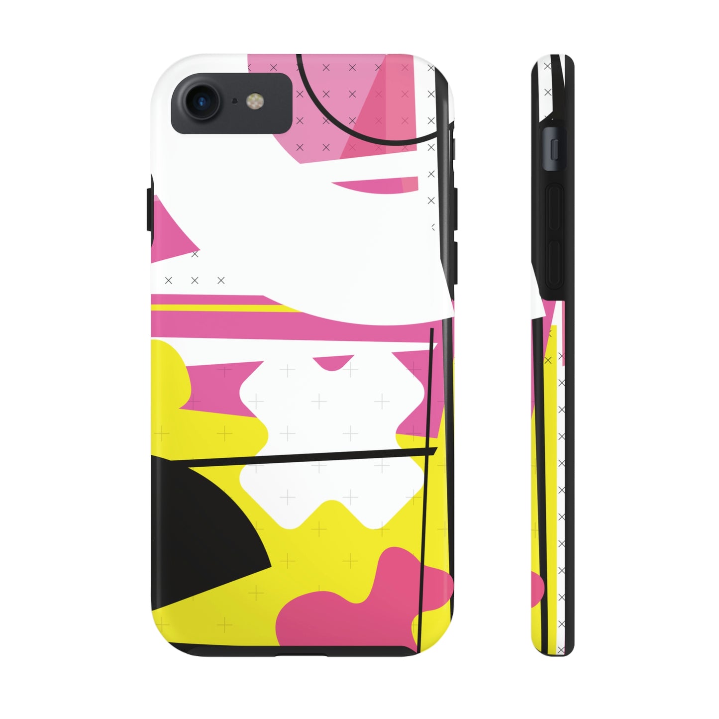 Tough Phone Cases, Case-Mate -80s Retro Abstract Graphic Art - Pink Yellow Black -