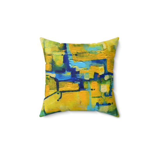 Spun Polyester Square Pillow - 1980 Retro Abstract Graphic Art - Acrylic Abstract 3  -