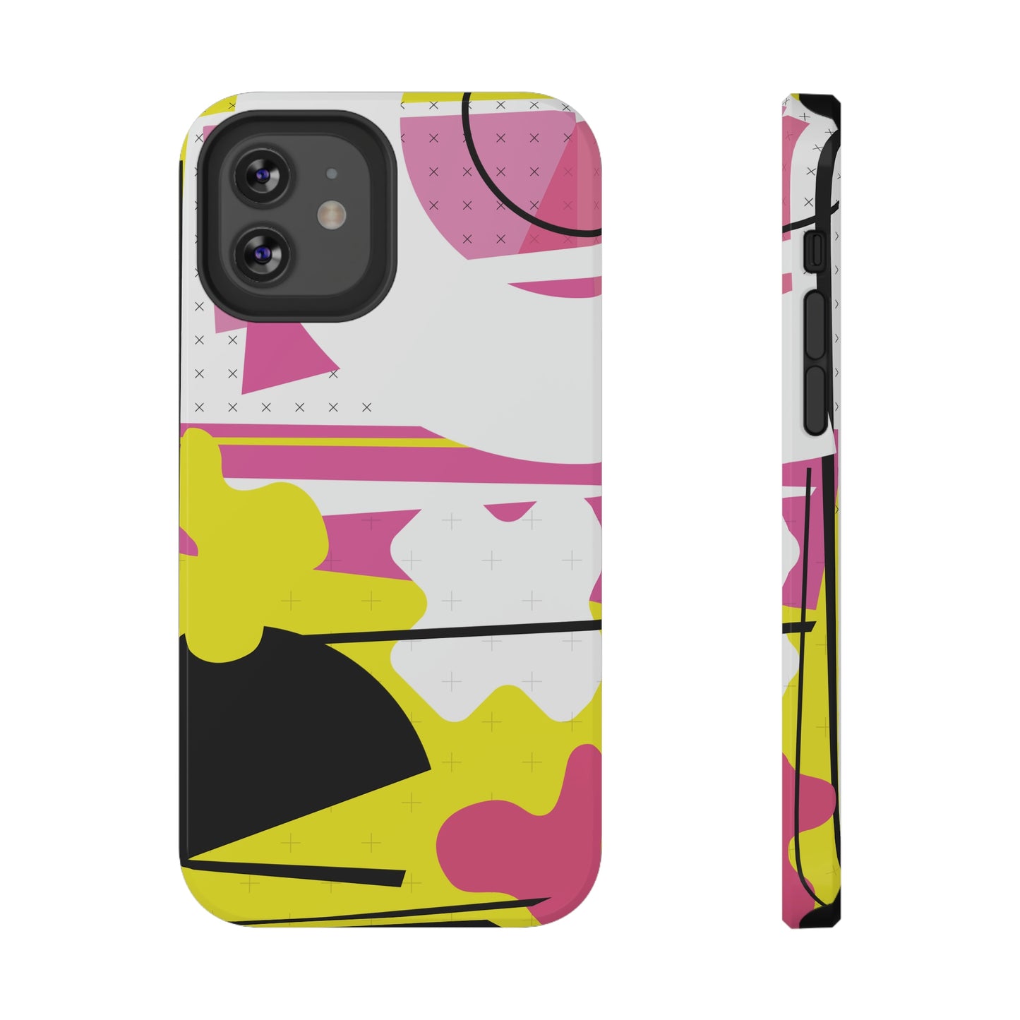 Impact-Resistant Cases - 1980s Retro Abstract Graphic Art - Pink Yellow Black -
