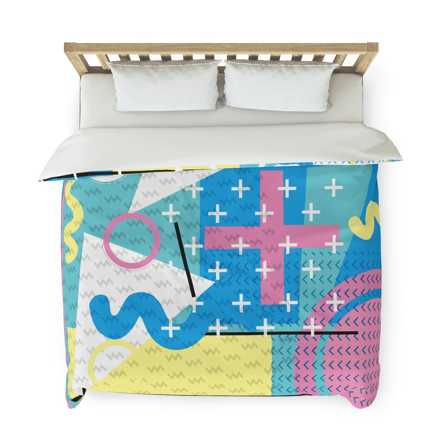 Retro Graphic Art Abstract  - Pink Plus Teal - Duvet Cover