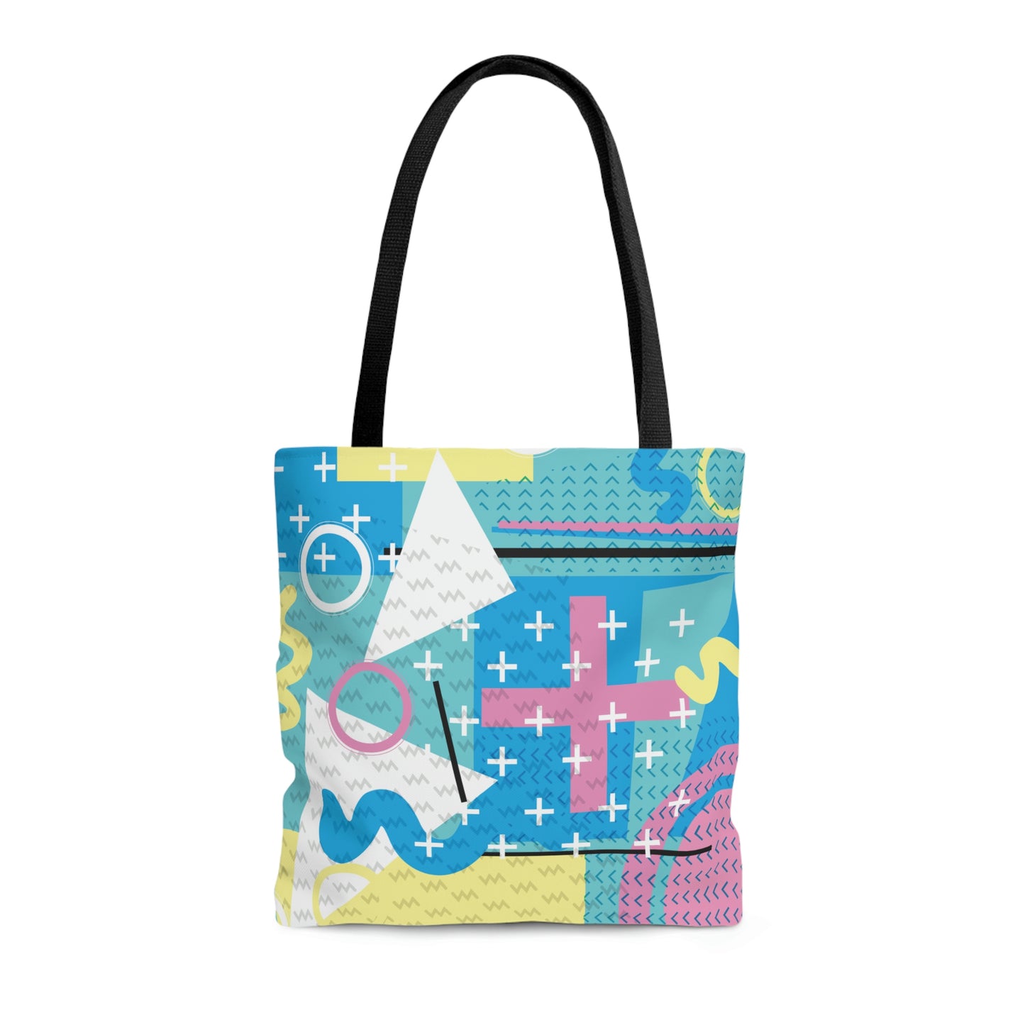 1980s Retro Abstract Graphic Art - Pink Plus Teal -  Tote Bag