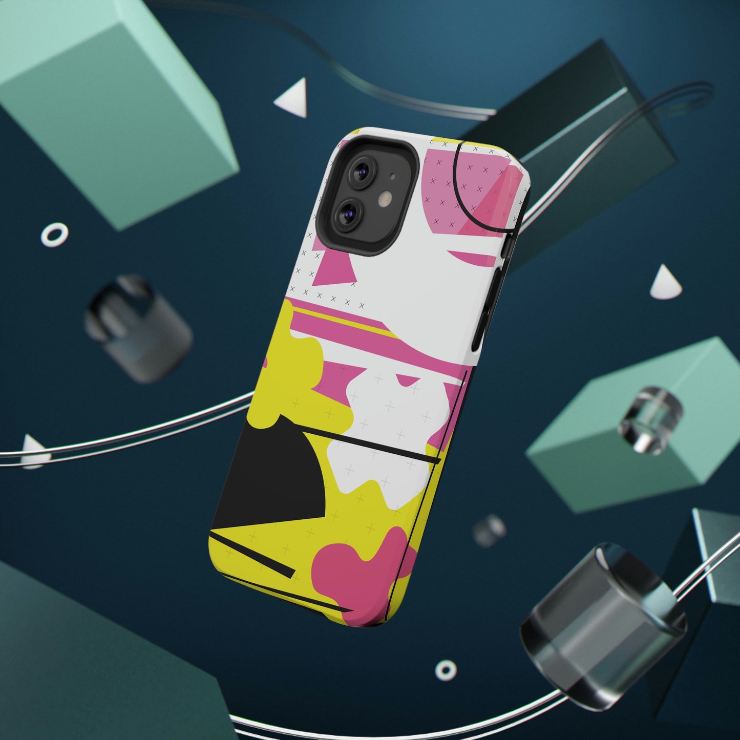 Impact-Resistant Cases - 1980s Retro Abstract Graphic Art - Pink Yellow Black -