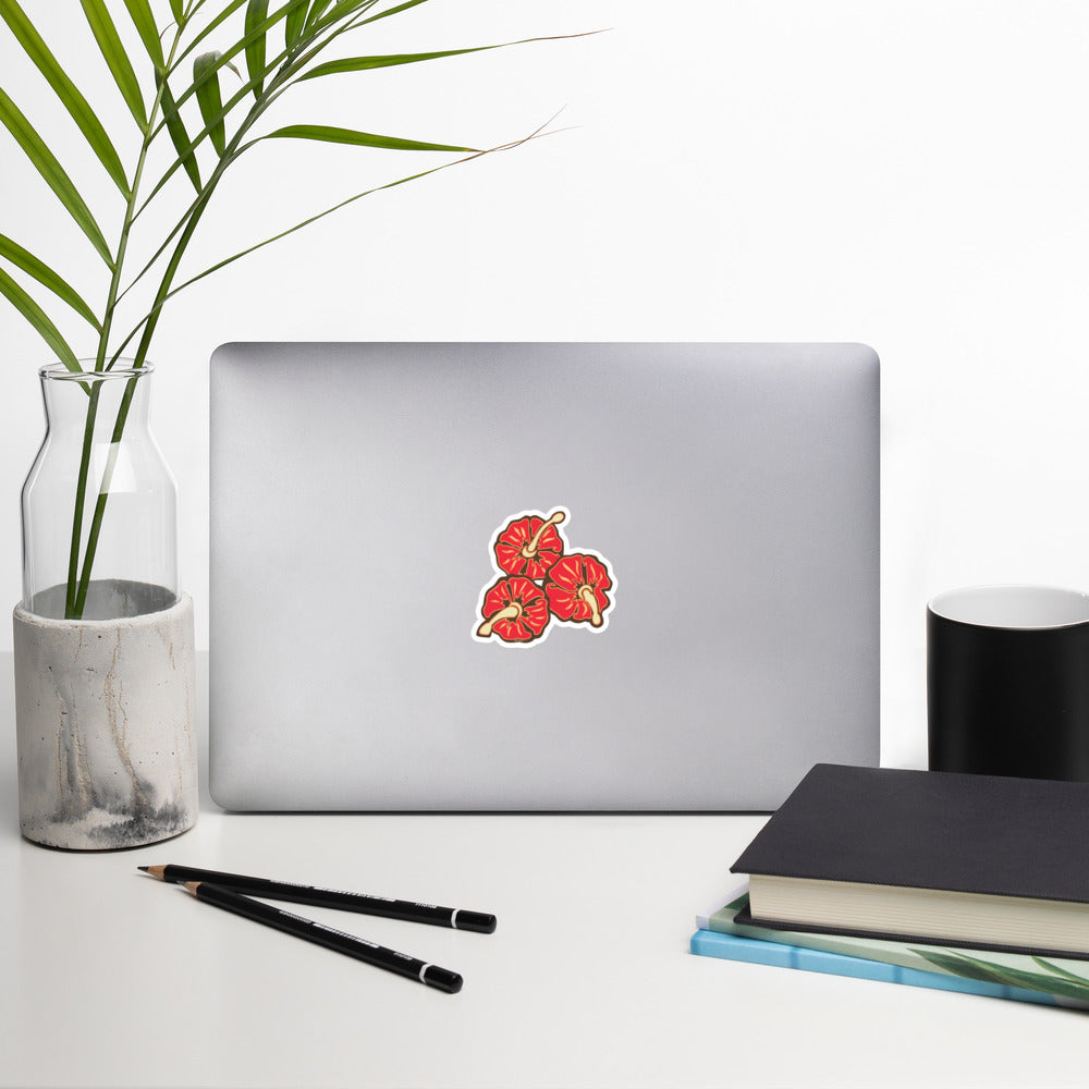 Red Tropical Flowers  - Bubble-Free Sticker