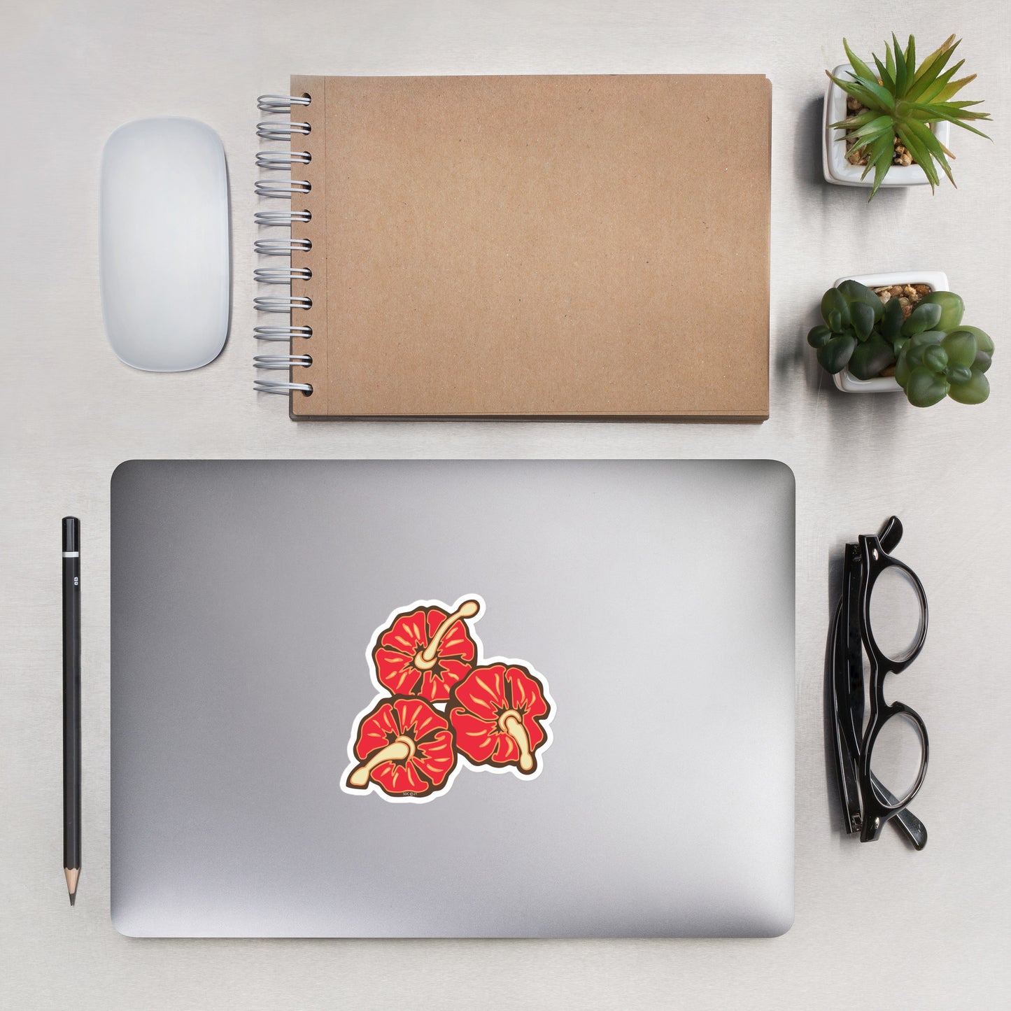 Red Tropical Flowers  - Bubble-Free Sticker