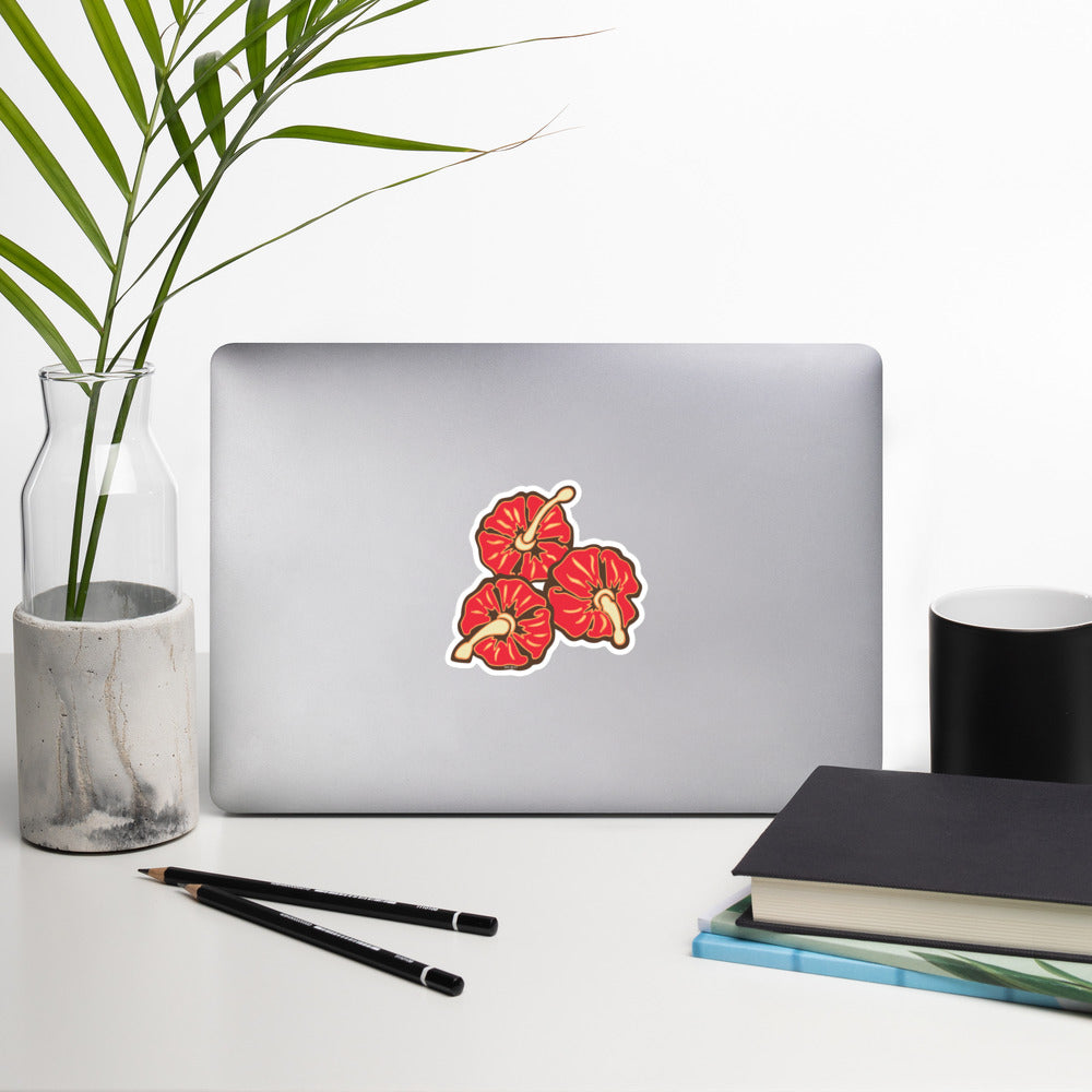 Red Tropical Flowers  - Bubble-Free Sticker