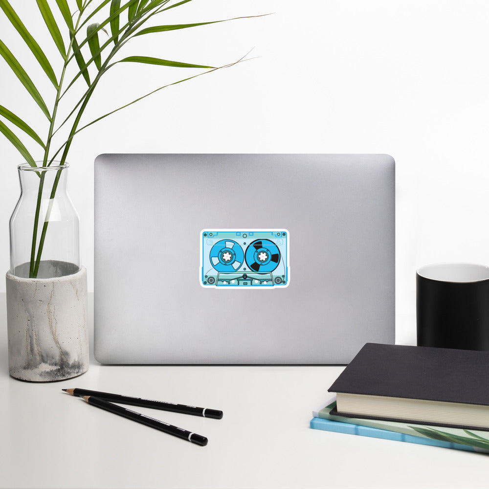 Blue Metal Vintage Audio Tape Cassette Bubble-Free Sticker