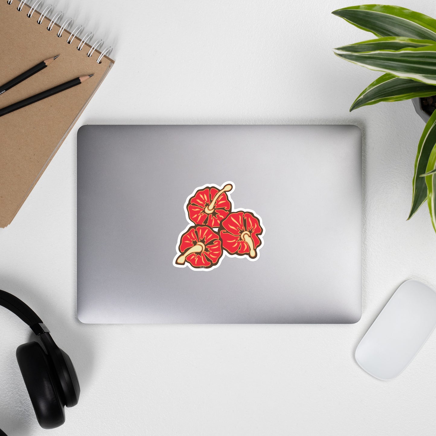 Red Tropical Flowers  - Bubble-Free Sticker