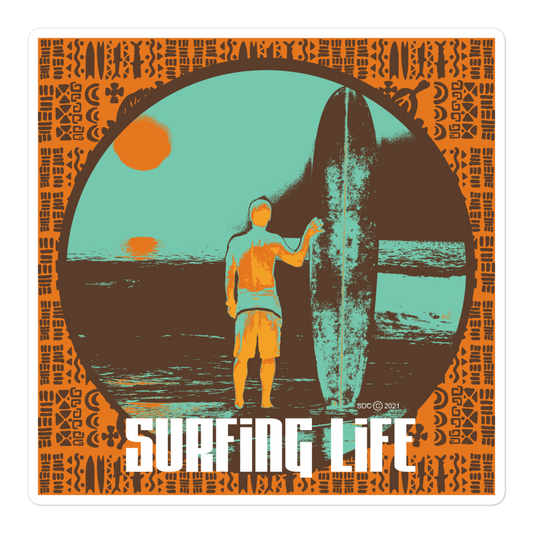 Surfing Life at Sunset Bubble-Free Sticker