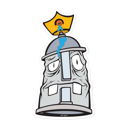 Confused Spray Paint Can Character Bubble-Free Sticker