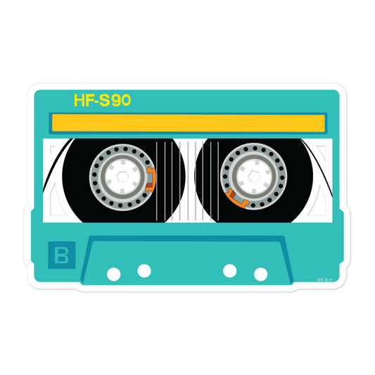 1980s Retro Blue Cassette Tape Bubble-Free Sticker