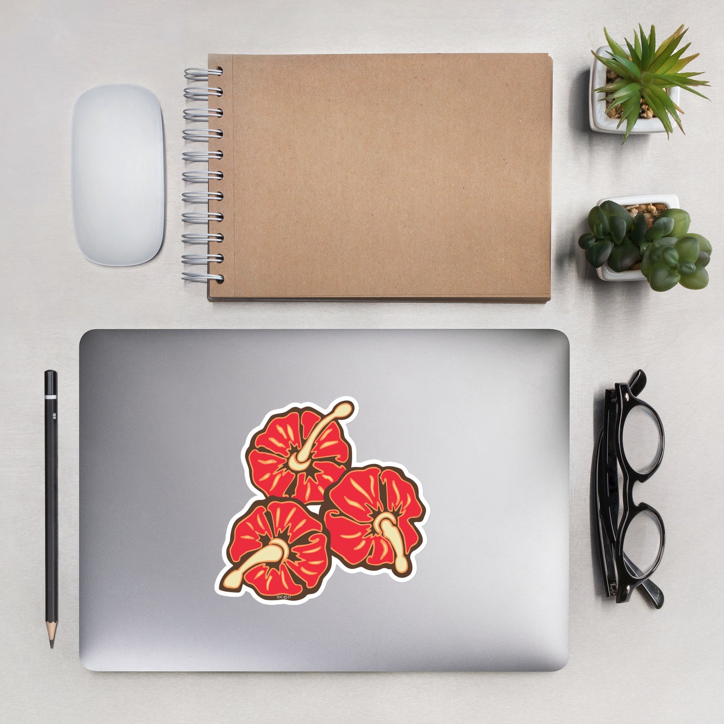 Red Tropical Flowers  - Bubble-Free Sticker