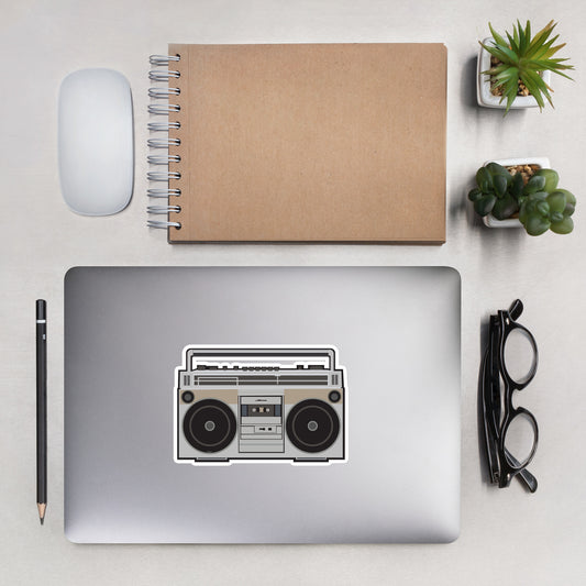 Black Silver and Tan Vintage Boom Box Bubble-Free Sticker