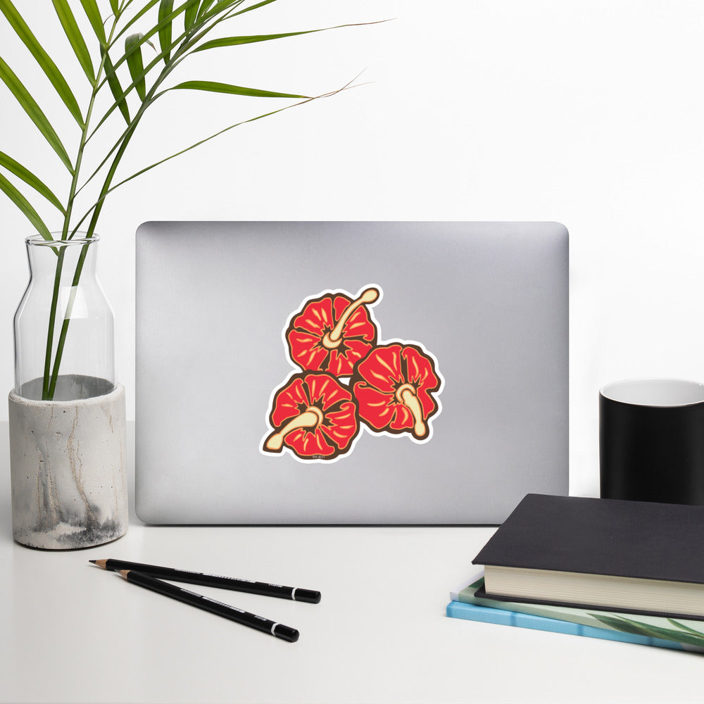 Red Tropical Flowers  - Bubble-Free Sticker